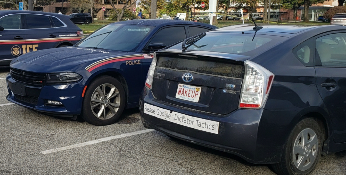 Dictator tactics ice parking bumper banner